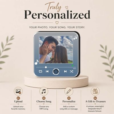 Personalized Musical Fridge Magnet for Couples | Long Distance Relationship Gift | Loveable Person Gift Birthday Gift for Husband Wife Rechargeable Playable Music Player